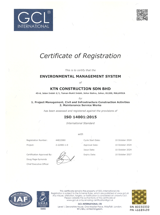 ISO Certificate ISO 14001:2015